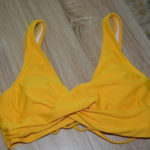 Yellow Twist Front Bikini Top
